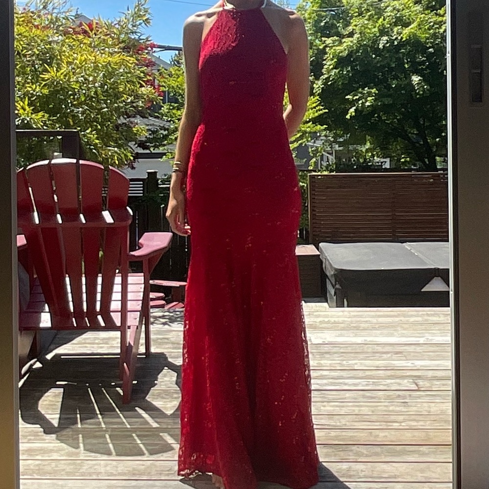 Worn Once! Red sleek mermaid style prom dress